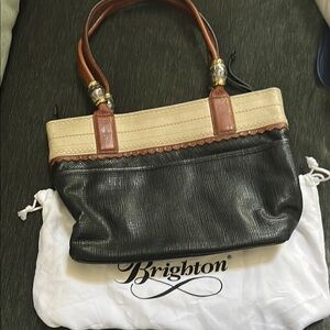 Brighton Black and Tan Tote Bag with Structured Design